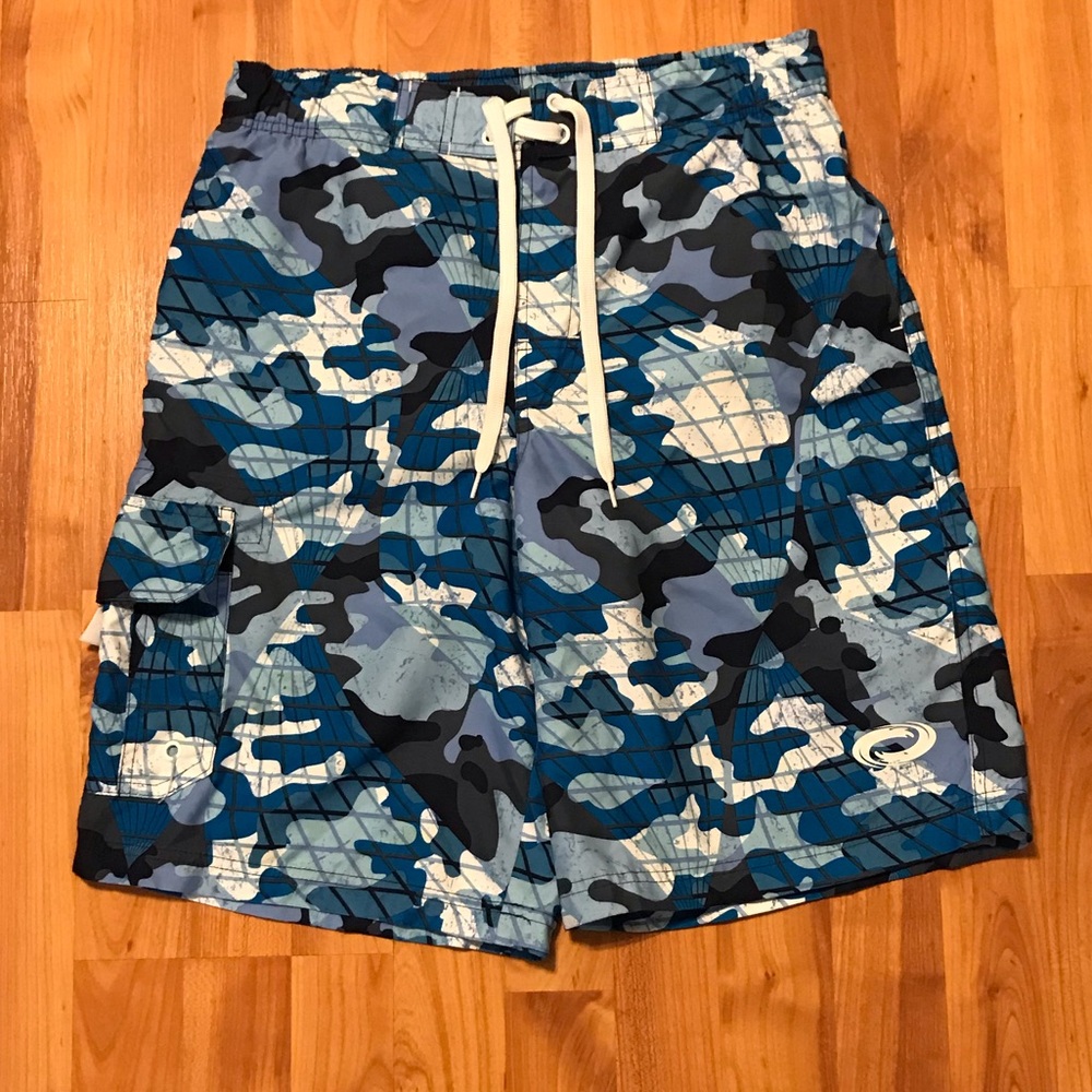 Men’s Blue Camo Swim Trunks Size Small